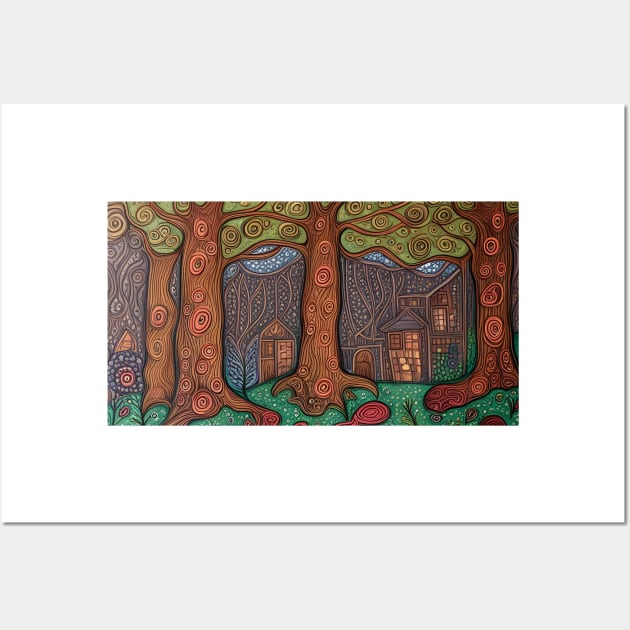 Folk Forest Cottages Wall Art by EpicFoxArt